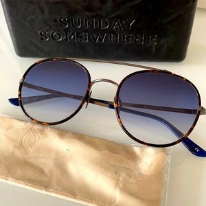 Someday Somewhere Aviator blue acetate round sunglasses | intermix